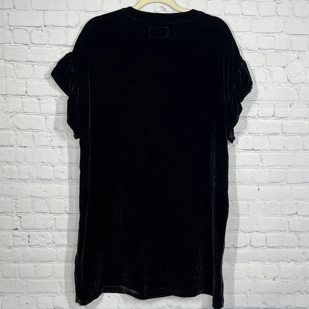 Current Elliott Mini Dress Black Women Size 2 Velvet Effortless Cool Gir Punk